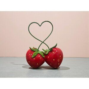 New Large Red / Green Summer Valentines 2 Twisted Strawberries Figure Room Decor